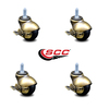 Service Caster 2 Inch Antique Brass Hooded 3/8 Inch Threaded Stem Ball Casters with Brake, 4PK SCC-TS01S20-POS-WA-SLB-38-4